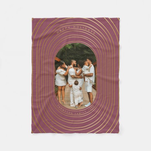 Gold Oval Lijst - Aangepast kerstfeest met foto's Fleece Deken (Voorkant)
