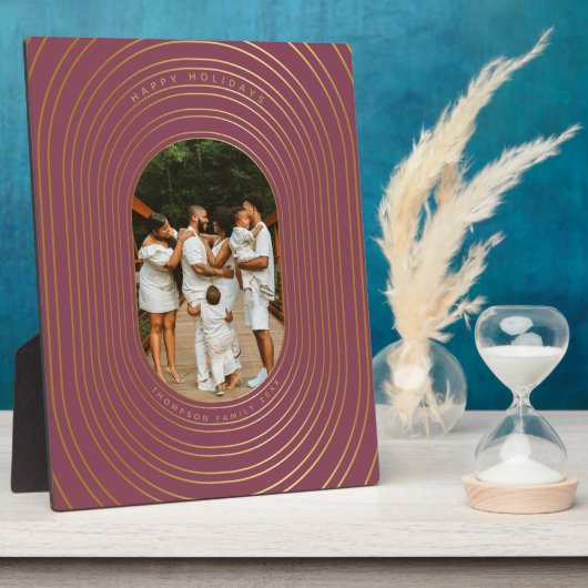 Gold Oval Lijst - Aangepast kerstfeest met foto's Fotoplaat (Zijkant)