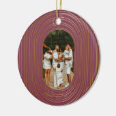 Gold Oval Lijst - Aangepast kerstfeest met foto's Keramisch Ornament (Links)
