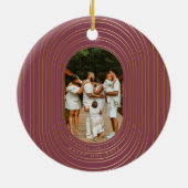 Gold Oval Lijst - Aangepast kerstfeest met foto's Keramisch Ornament (Achterkant)