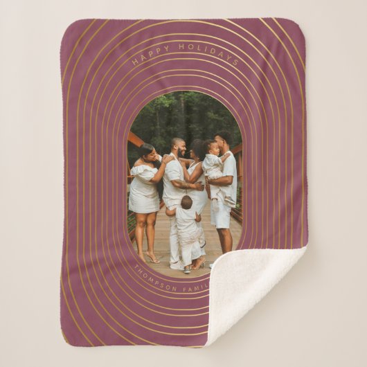 Gold Oval Lijst - Aangepast kerstfeest met foto's Sherpa Deken (Voorkant)