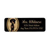 Gold Oval Lijst Dachshund Portrait (zwart-wit) Etiket (Voorkant)