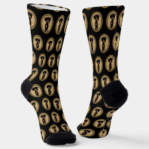 Gold Oval Lijst Dachshund Portrait (zwart-wit) Sokken