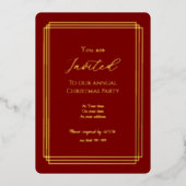 Gold Over Burgundy Foil Invitation Card Folie Feestdagenkaart (Voorkant)