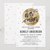 Gold Over The Moon Baby shower Kaart (Voorkant / Achterkant)