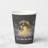 Gold Over the Moon en Stars Baby shower Papieren Bekers (Achterkant)