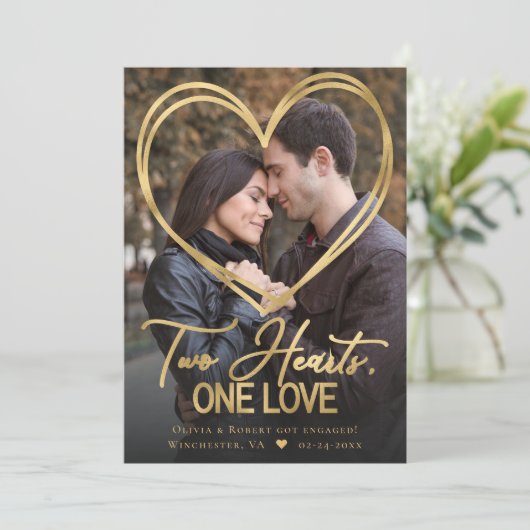 Gold Overlay Heart 2 Aankondiging van een foto-Ver (Staand voorkant)