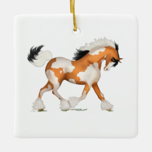 Gold Overo Gypsy Horse Pony - speciaal voor kerstm Keramisch Ornament