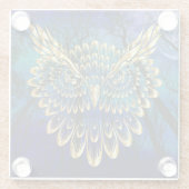 Gold Owl Face op woud 's nachts Glazen Onderzetter (Achterkant)