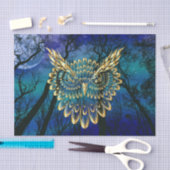 Gold Owl Face op woud 's nachts Tissuepapier (Craft)
