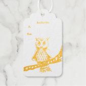 Gold Owl Ketting op Branch Stars op Black Cadeaulabels (Voorkant)