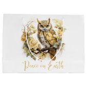 Gold Owl On A Branch  Groot Cadeauzakje (Achterkant)