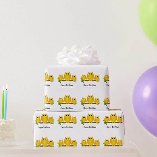 Gold Owls Design Birthday Gift Cadeaupapier (Feestgeschenken)
