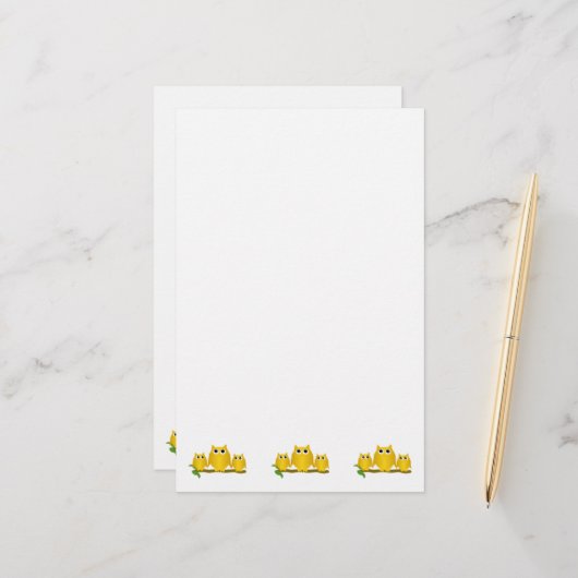 Gold Owls Design Briefpapier (Voorkant / Achterkant in situ)