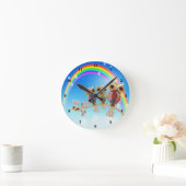 Gold Owls Jewels & Rainbow Clock Ronde Klok (Huis)