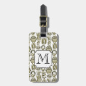 Gold Owls-monogram Bagagelabel (Voorkant verticaal)