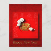 Gold Ox Papier gesneden Auspicious Clouds Chinees Briefkaart (Voorkant)