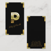 Gold P Initiaal en Grenzen Visitekaartje (Voorkant / Achterkant)