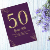 Gold Paars 50 en Fabulous Birthday Invitations Aankondiging
