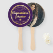 Gold Paars Afstuderen Foto Klasse 2023 Handwaaier (Voorkant en achterkant)