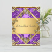 Gold Paars Alle partijen Uitnodiging Gold Paars (Staand voorkant)