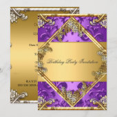 Gold Paars Alle partijen Uitnodiging Gold Paars (Voorkant / Achterkant)