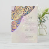 Gold Paars Blue Butterfly Patroon Kaart (Staand voorkant)