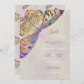 Gold Paars Blue Butterfly Patroon Kaart (Voorkant / Achterkant)