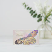 Gold Paars Blue Butterfly Patroon Visitekaartje (Staand voorkant)