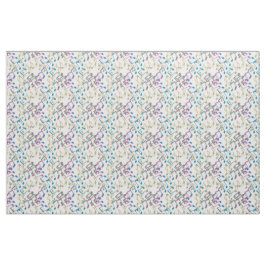 Gold Paars Blue Muzieknoten Pattern White Fabric Stof