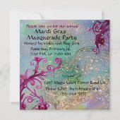 GOLD PAARS DAMASK FEATHER MASK Masquerade Party Kaart (Achterkant)