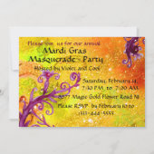 GOLD PAARS DAMASK FEATHER MASK Masquerade Party Kaart (Achterkant)