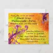 GOLD PAARS DAMASK FEATHER MASK Masquerade Party Kaart (Achterkant)