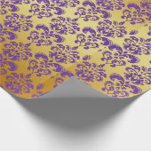 Gold, Paars Damaspatroon 2 Cadeaupapier (Hoek)