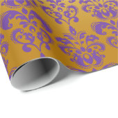 Gold, Paars Damaspatroon 2 Cadeaupapier (Rol Hoek)