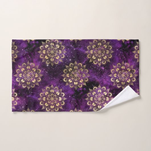Gold & Paars Galaxy Dharma Mandala Pattern Bad Handdoek (Handdoek)