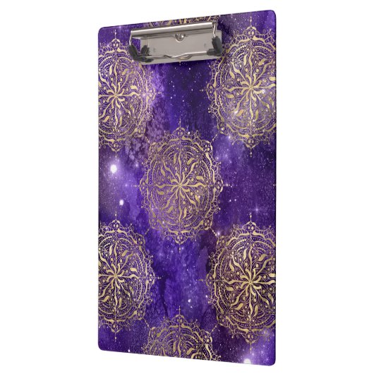 Gold & Paars Galaxy Dharma Mandala Pattern Klembord (Links)