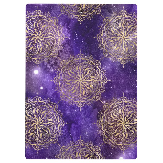 Gold & Paars Galaxy Dharma Mandala Pattern Klembord (Achterkant)