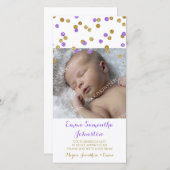 Gold Paars - Hartelijk dank - Baby shower fotokaar Bedankkaart (Voorkant / Achterkant)