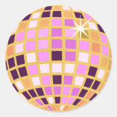 Gold Paars Retro Modern Disco Ball Ronde Sticker (Voorkant)