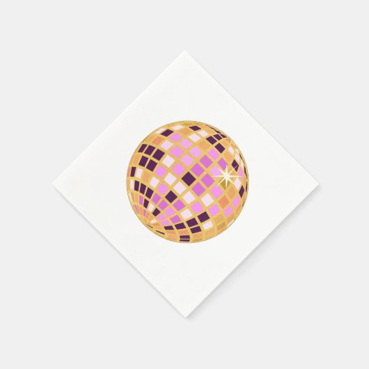 Gold Paars Retro Modern Disco Ball Servet (Hoek)
