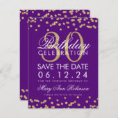 Gold Paars Save Date 30th Birthday Confetti Save The Date (Voorkant / Achterkant)