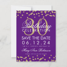 Gold Paars Save Date 30th Birthday Confetti