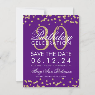 Gold Paars Save Date 30th Birthday Confetti Save The Date