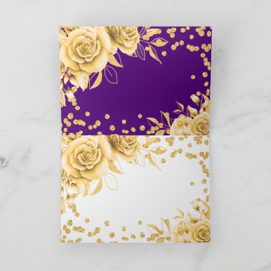 Gold Paars Sweet 16 Glitter Confetti Floral Feestdagen Kaart (Binnen)