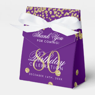 Gold Paarse 80ste verjaardag Dank je Confetti Bedankdoosjes