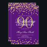 Gold Paarse 90th Birthday Glitter Confetti Kaart<br><div class="desc">Elegant 90th Birthday Faux Glitter Confetti Gold Paars nodigde sjabloon uit. Geweldig voor 90ste verjaardagsfeestjes en nog veel meer!</div>
