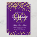 Gold Paarse 90th Birthday Glitter Confetti Kaart<br><div class="desc">Elegant 90th Birthday Faux Glitter Confetti Gold Paars nodigde sjabloon uit. Geweldig voor 90ste verjaardagsfeestjes en nog veel meer!</div>