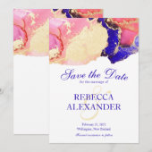 Gold Paarse Agate Wedding Save The Date (Voorkant / Achterkant)