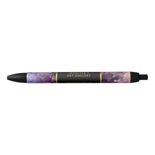 Gold paarse amethyst professionst zwarte inkt pen (Voorkant)